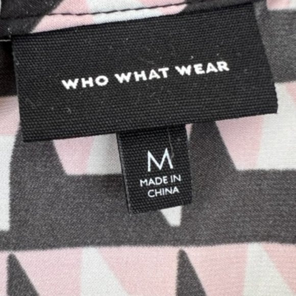 Who What Wear Black and Pink Geometric Blouse - Picture 7 of 8